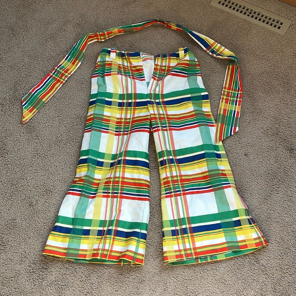 Small Plaid Vintage Capris Tie Waist